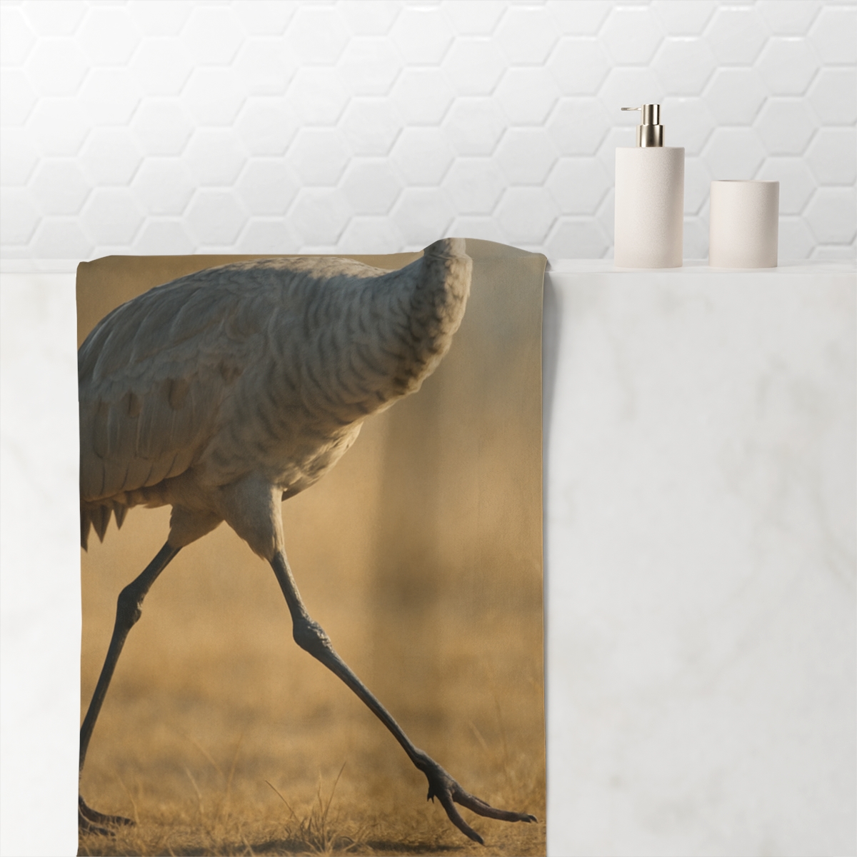 Dawn Call Sandhill Crane personalized bath towels