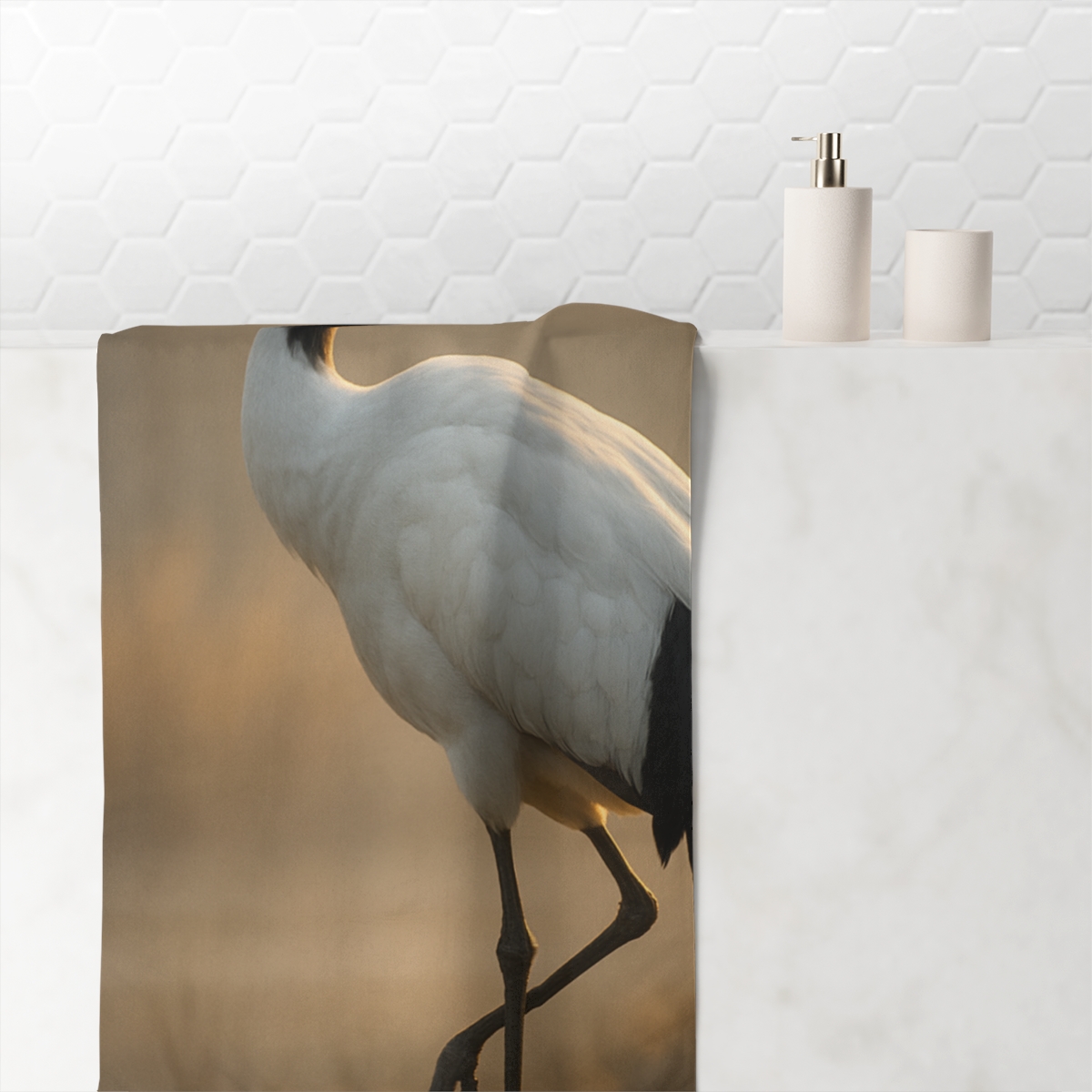 Dawn Hush Red Crowned Crane comfortable face towels