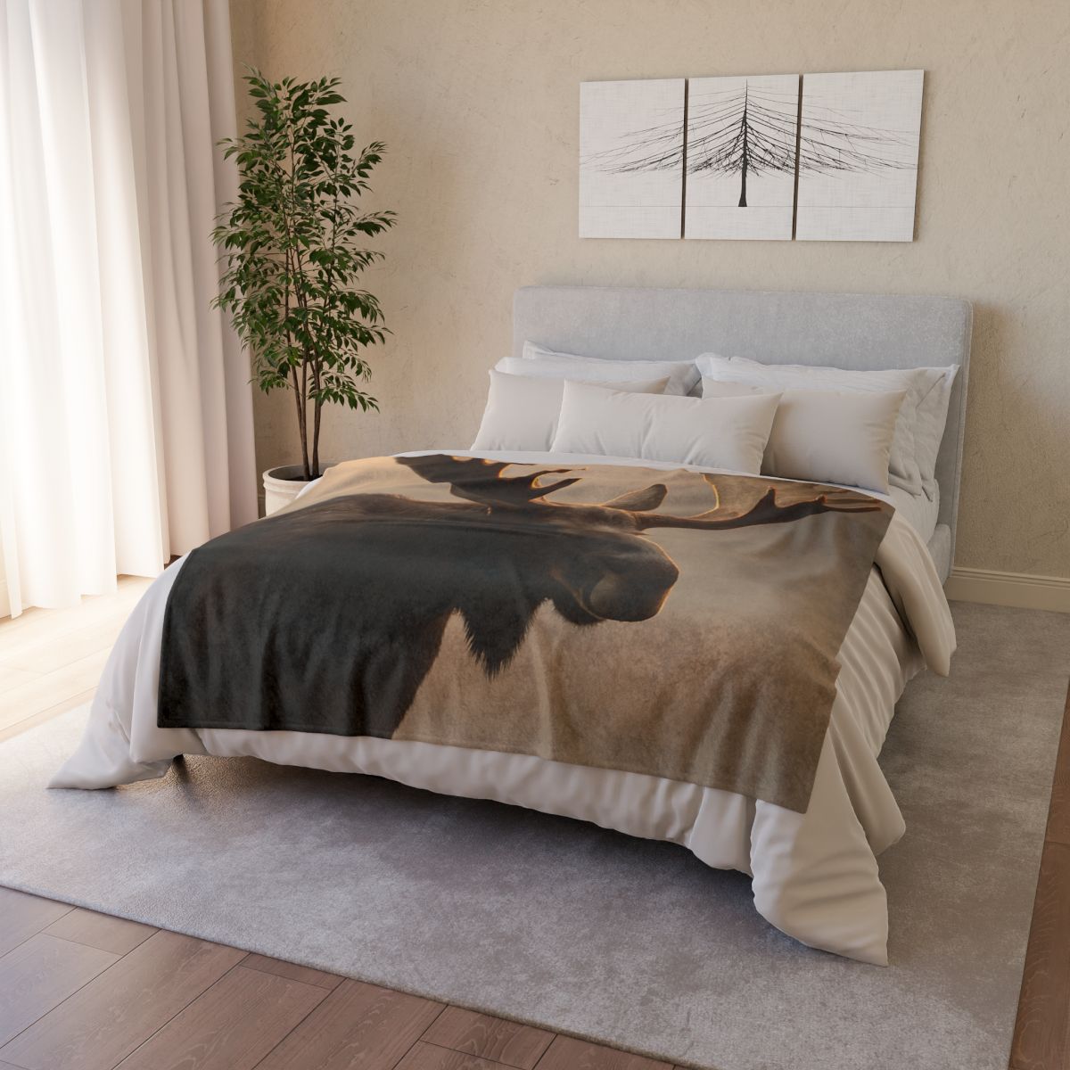 Dawn Mirror Moose soft fleece blankets