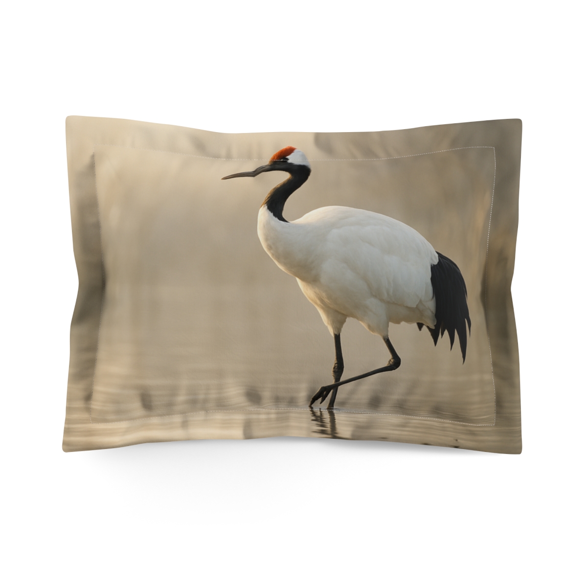 Dawn Mirror Red Crowned Crane soft plush pillows