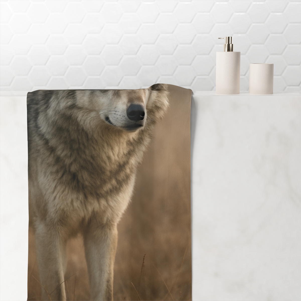 Dawn Sentinel Grey Wolf unique gift towels