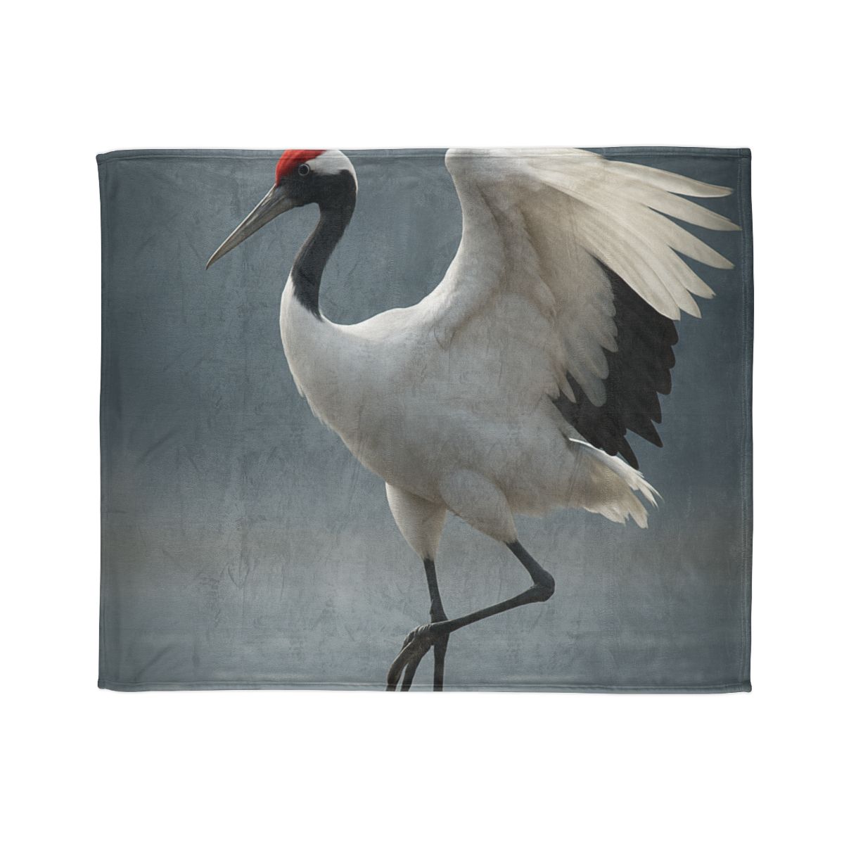 Mist Dancer Red Crowned Crane soft fleece blankets