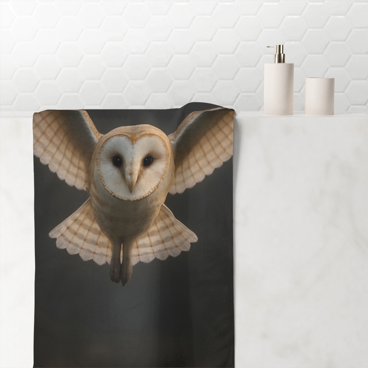 Silent Veil Barn Owl trendy hand towels