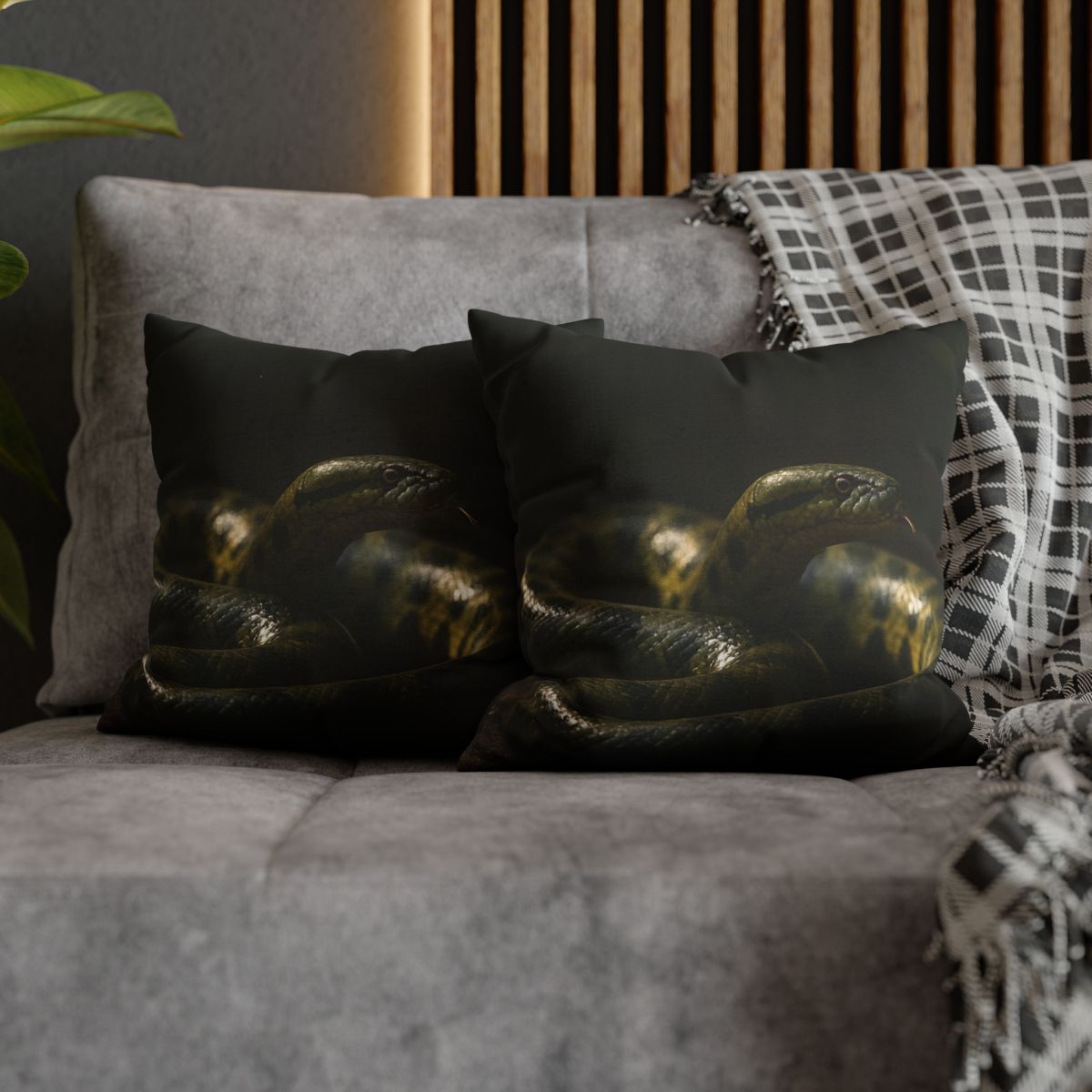 Shadow Ribbon Green Anaconda custom pillow cases