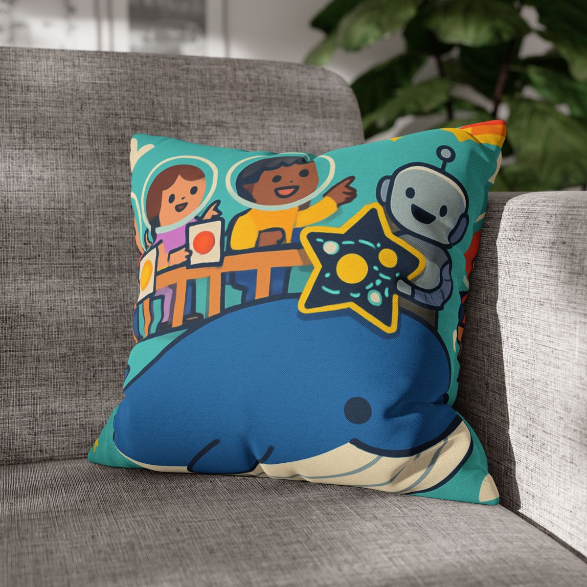 Comet Classroom In The Sky Whale designer print pillow cases