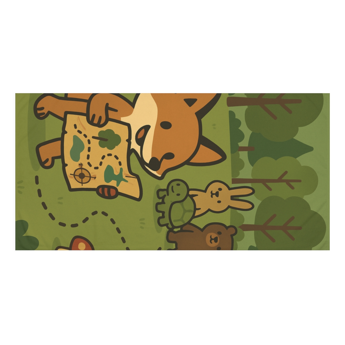 Treasure Map Forest Friends designer printed towels