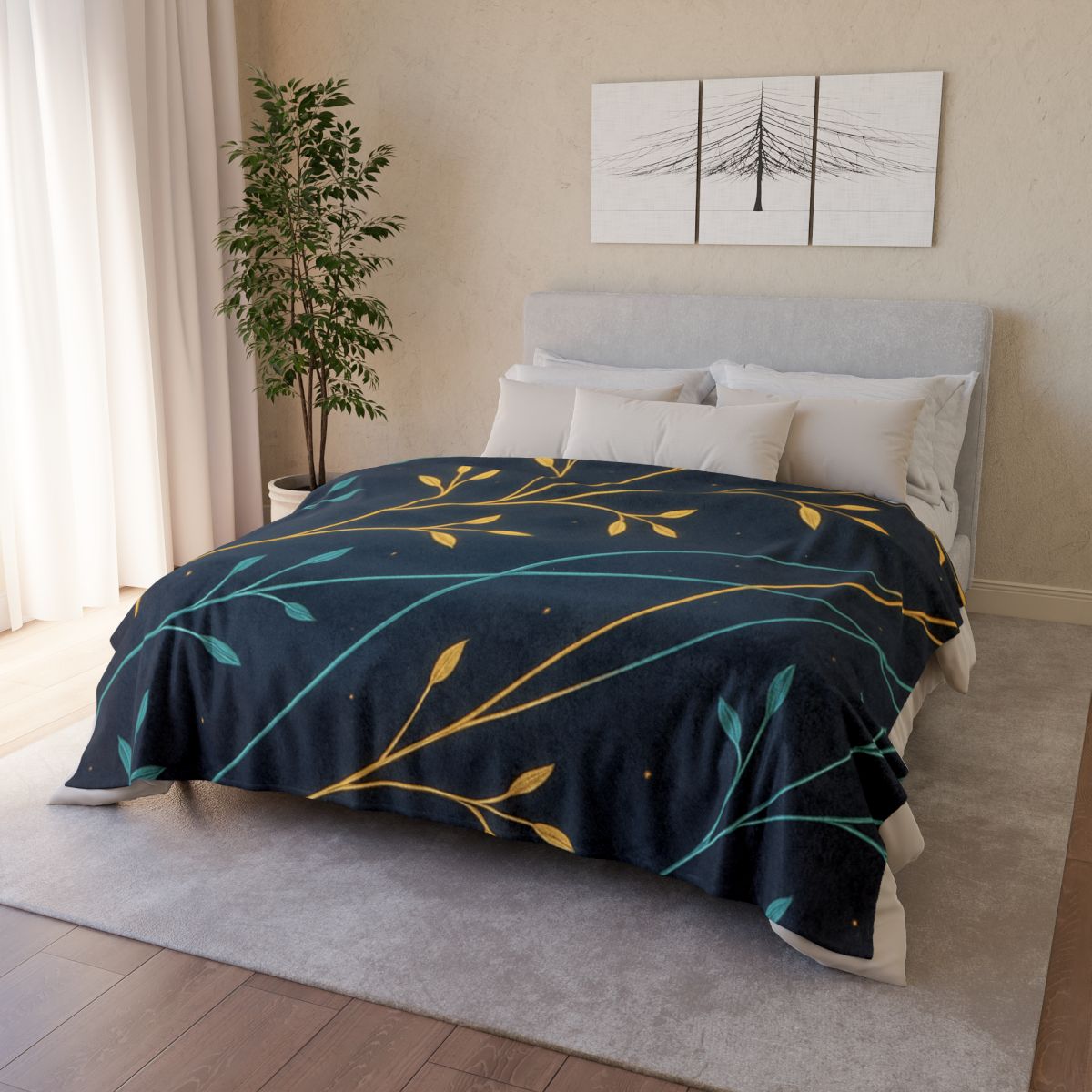 Starlit Vine Constellation soft fleece blankets