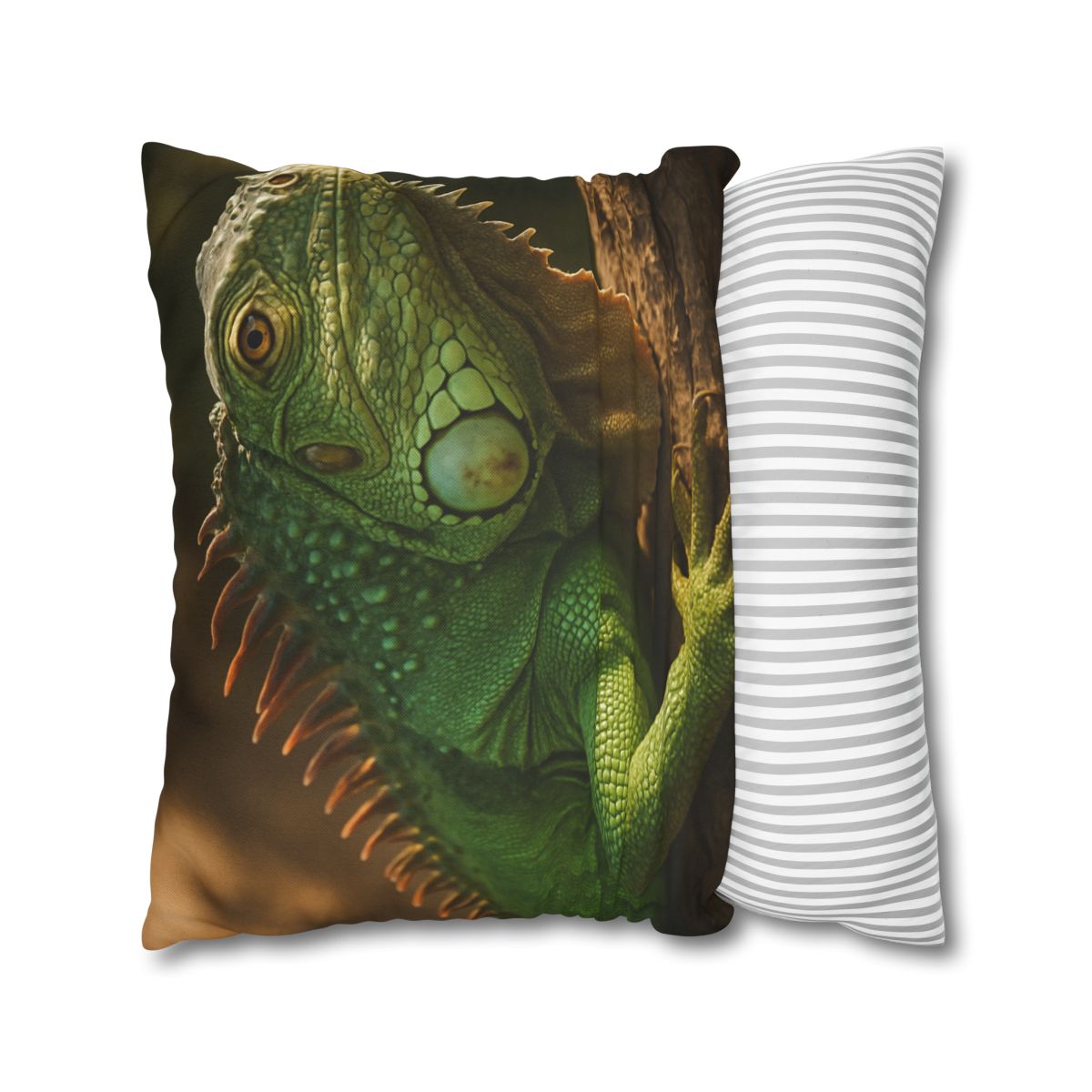 Sunlit Perch Green Iguana soft cotton pillow cases