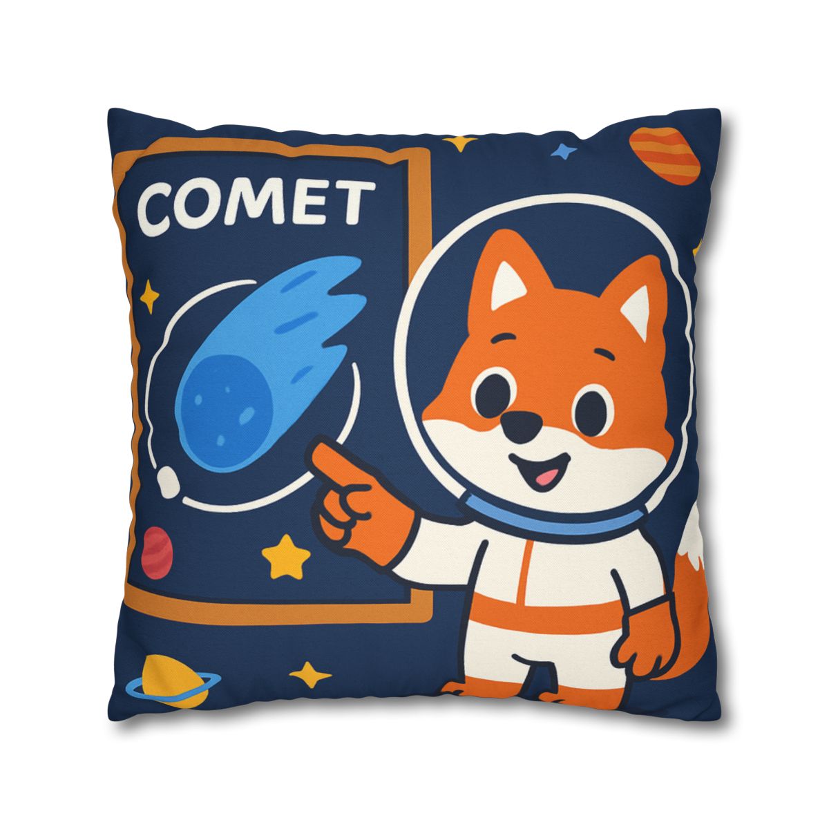 Comet Classroom With Curious Space Fox soft cotton pillow cases