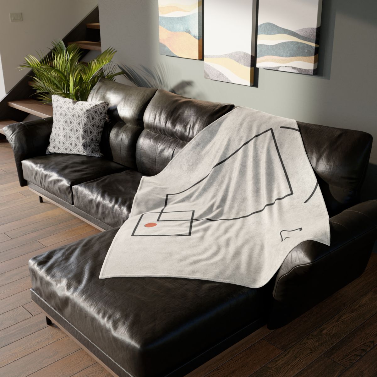 Offset Frame And Quiet Arc soft fleece blankets