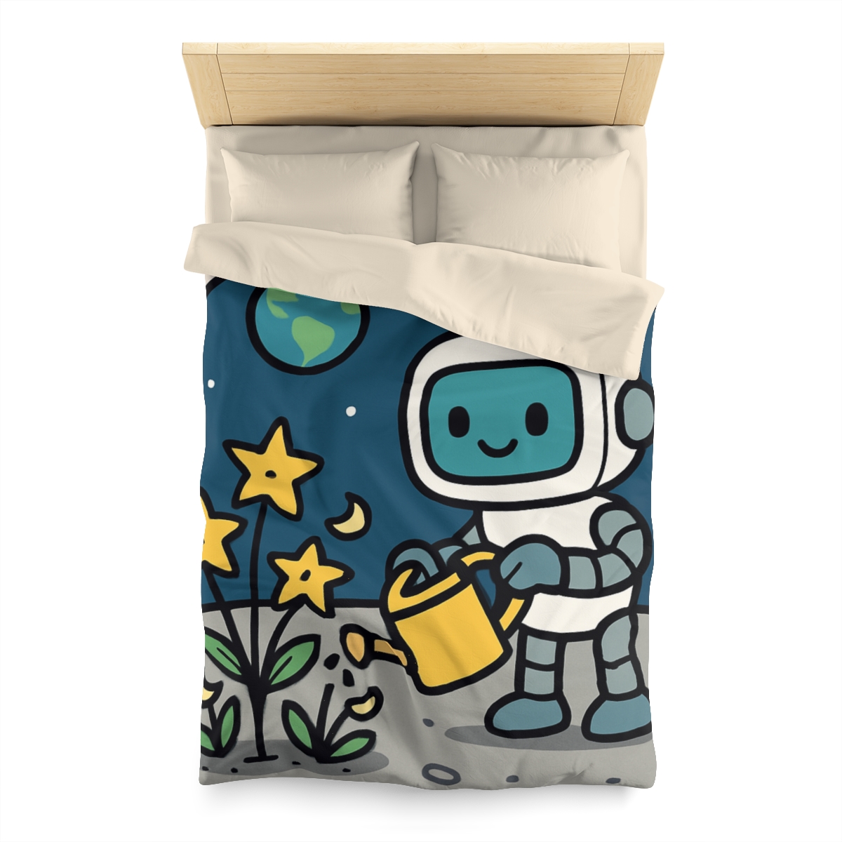Moon Garden Robot And Space Sprouts duvets for gifts