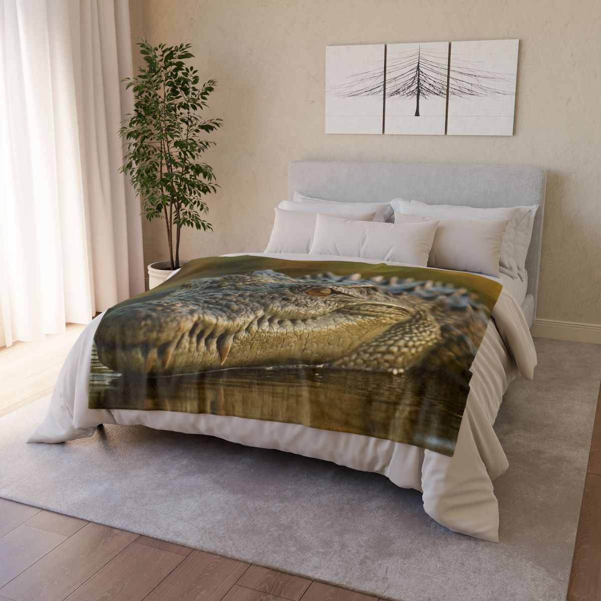 Ember Eye Saltwater Crocodile personalized cozy blankets
