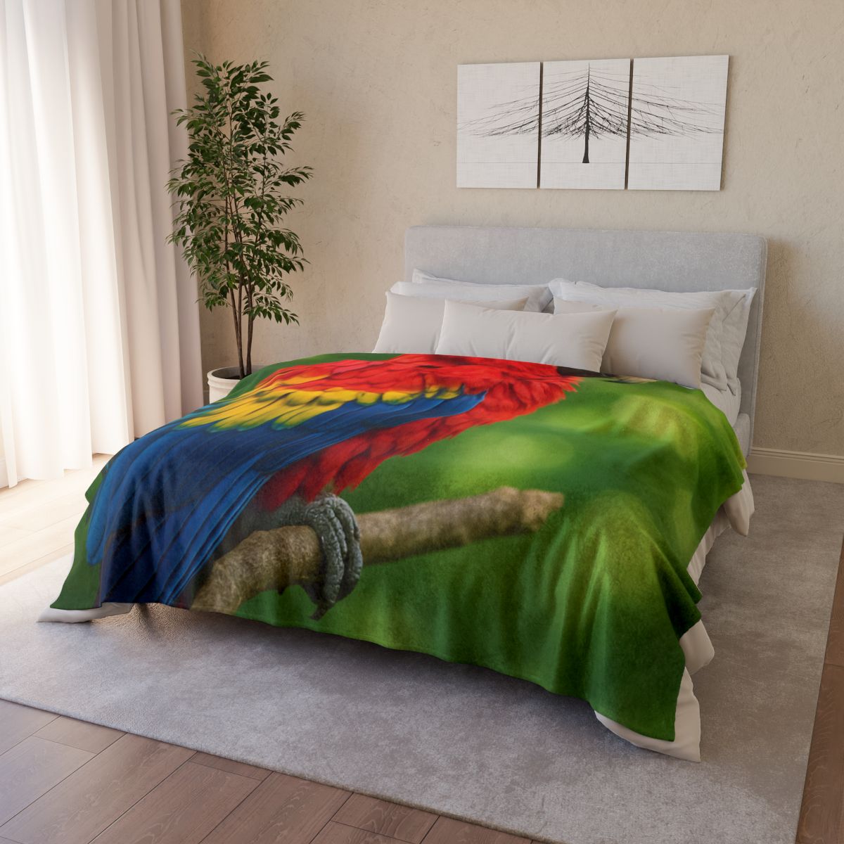 Color Storm Scarlet Macaw trendy patterned blankets
