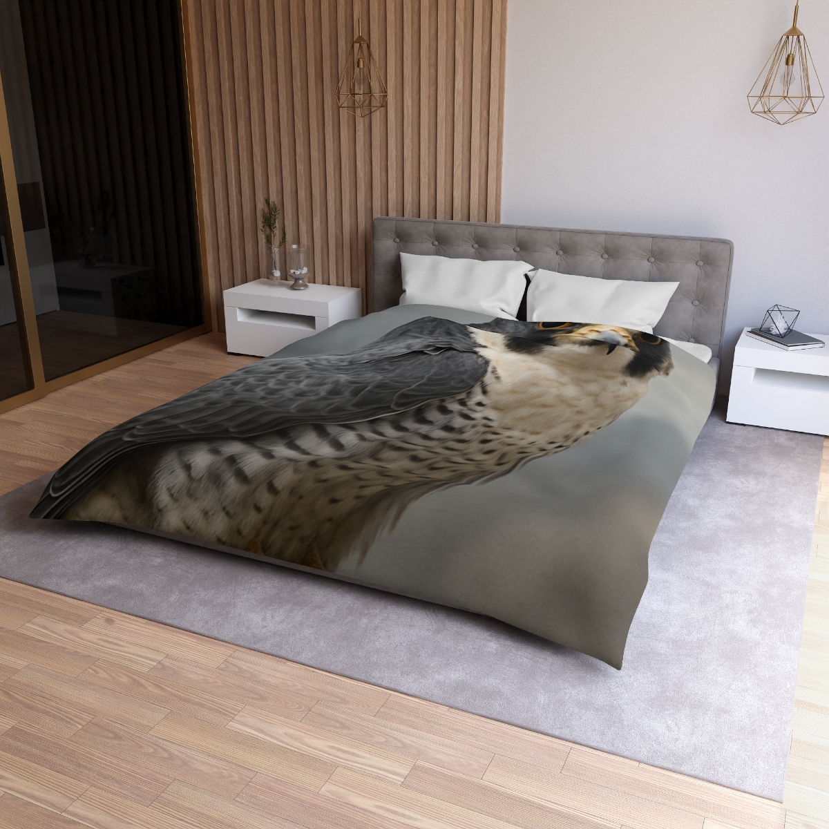 Starlit Focus Peregrine Falcon personalized bedding duvets