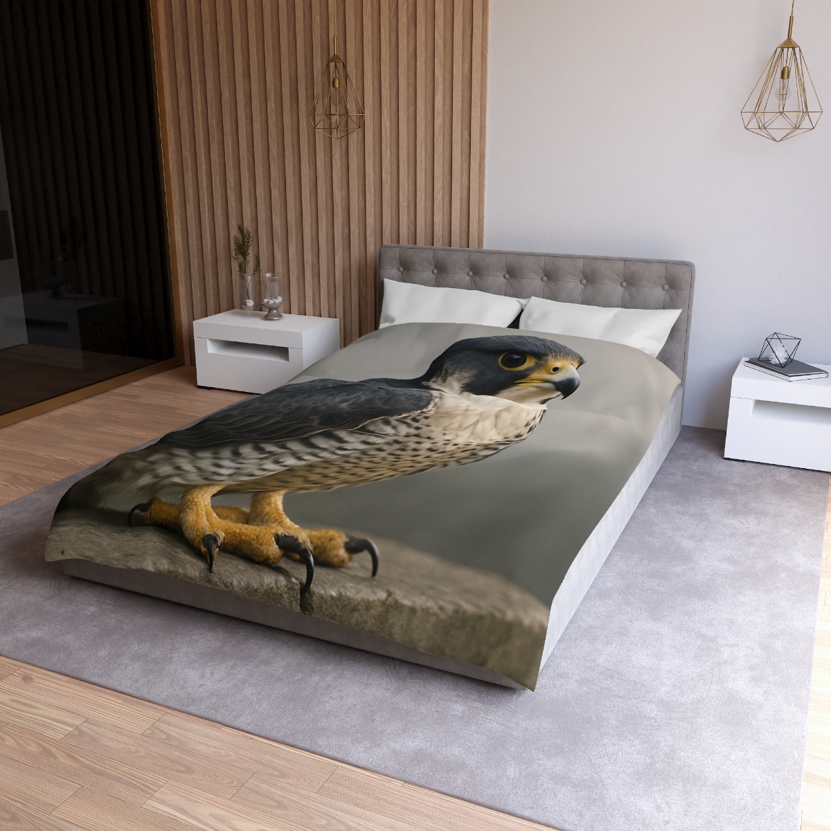 Starlit Vigil Peregrine Falcon personalized bedding duvets