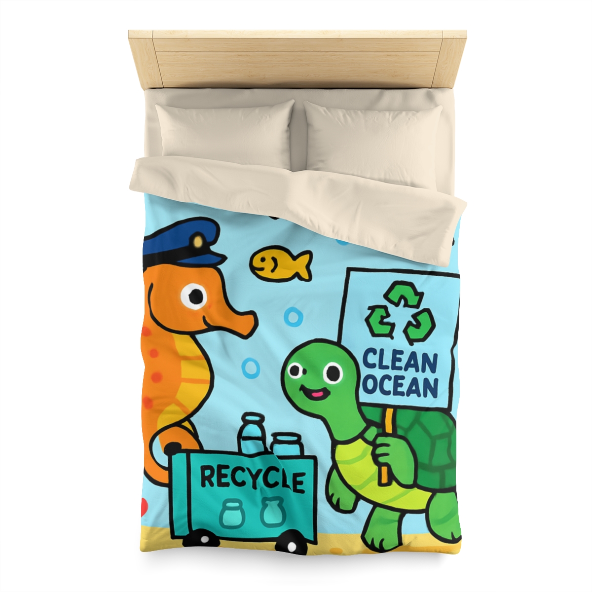 Coral City Recycling Parade With Captain Seahorse personalized bedding duvets