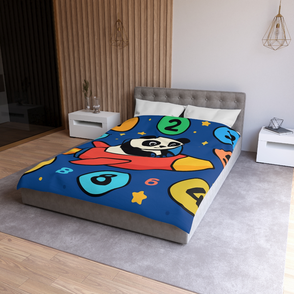 Rocket Panda And The Number Planets soft comforter duvets