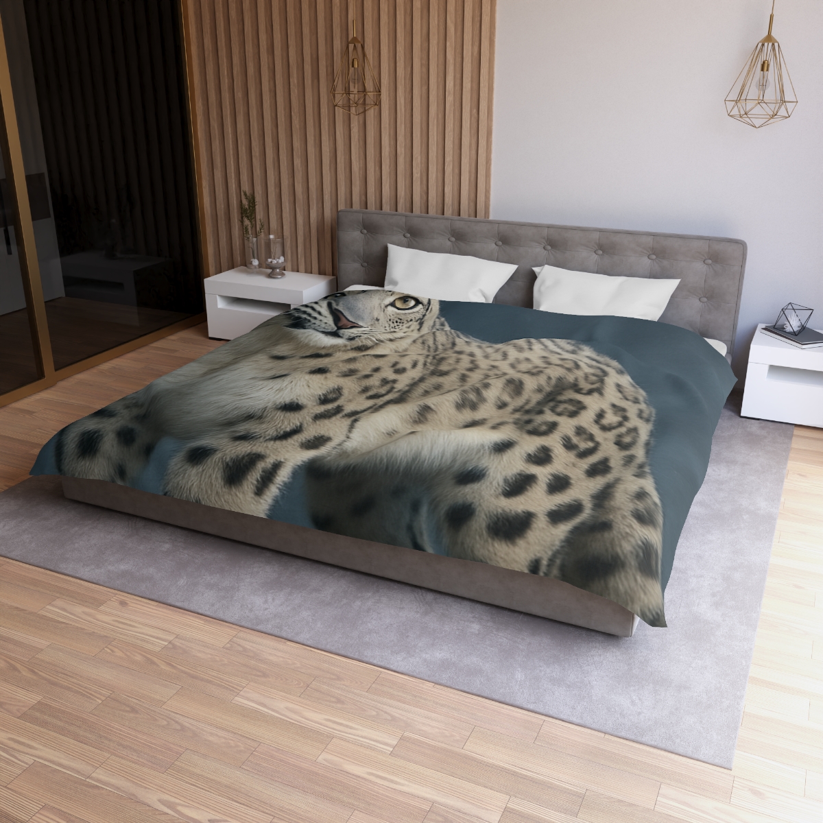 Aurora Gaze Snow Leopard personalized bedding duvets