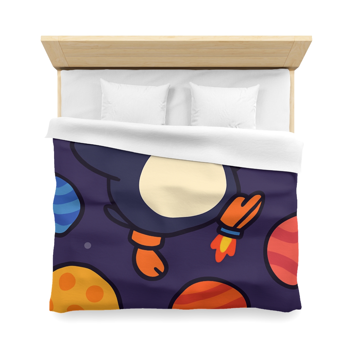Planet Hopping Penguin Adventure stylish duvet covers