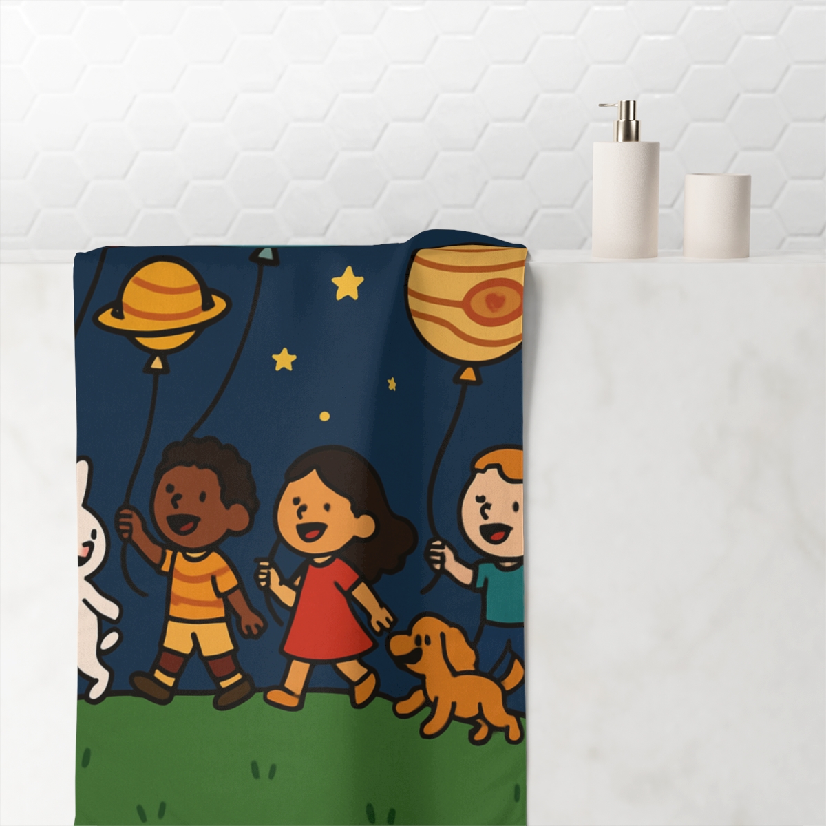 Moonlit Kite Caravan unique gift towels