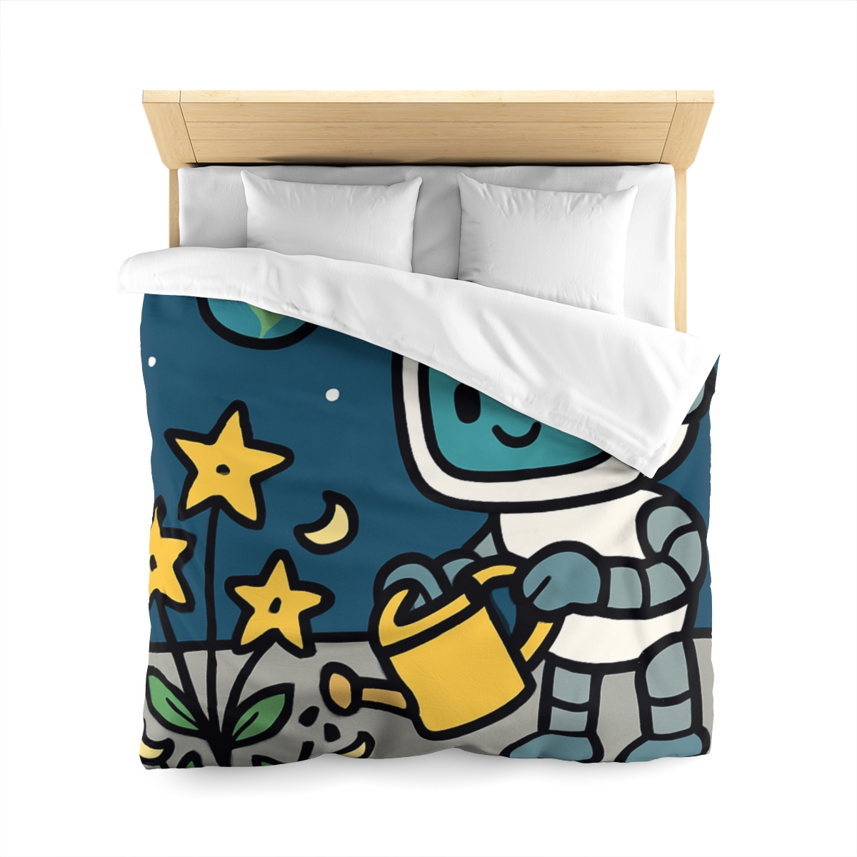Moon Garden Robot And Space Sprouts duvets for gifts