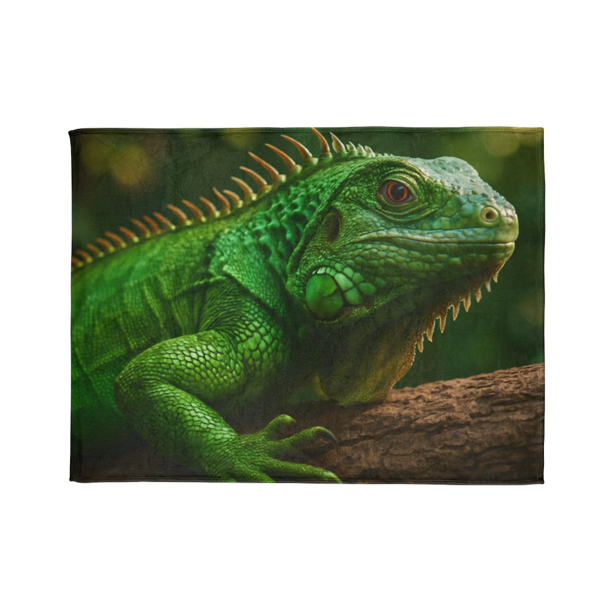 Emerald Gaze Green Iguana personalized cozy blankets
