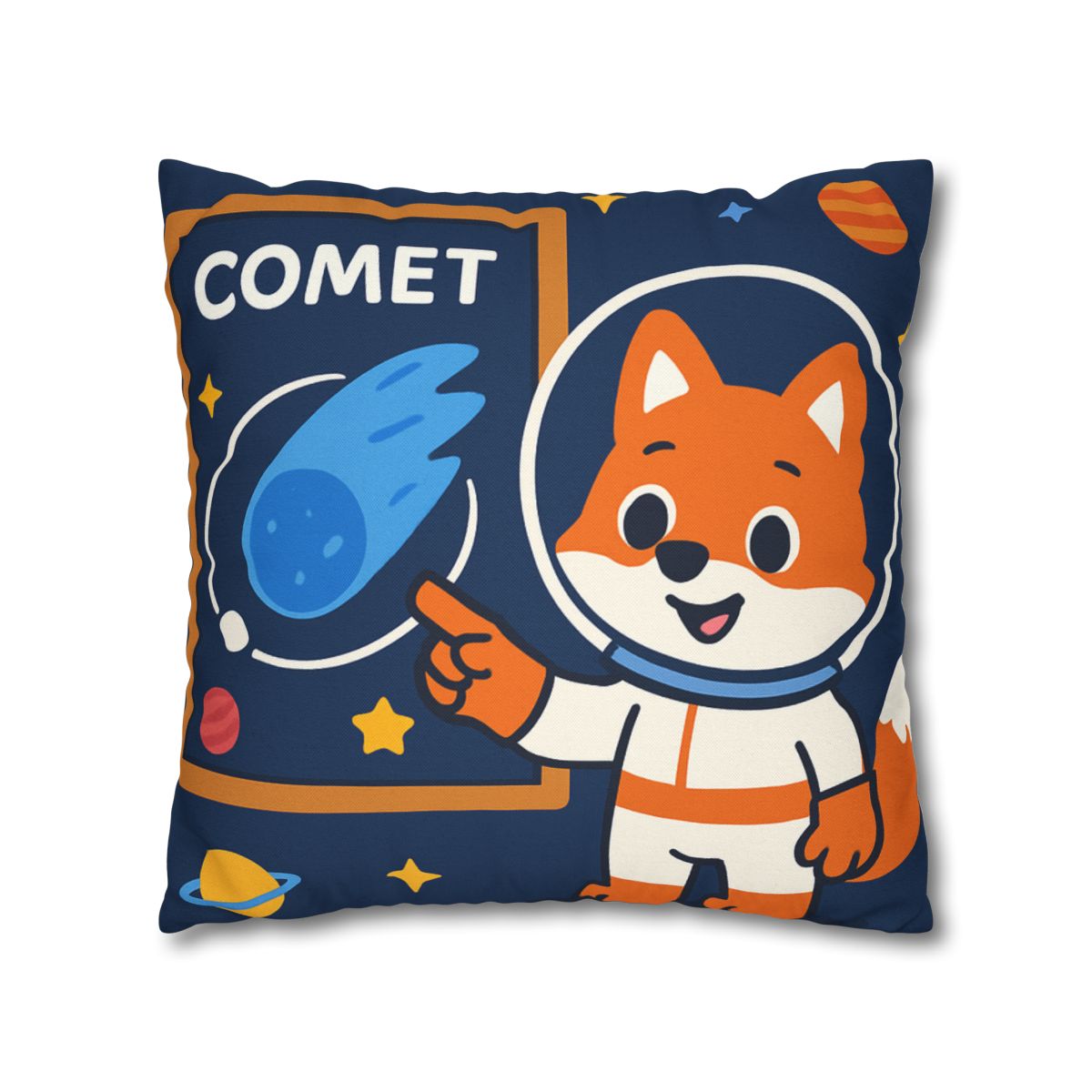 Comet Classroom With Curious Space Fox soft cotton pillow cases