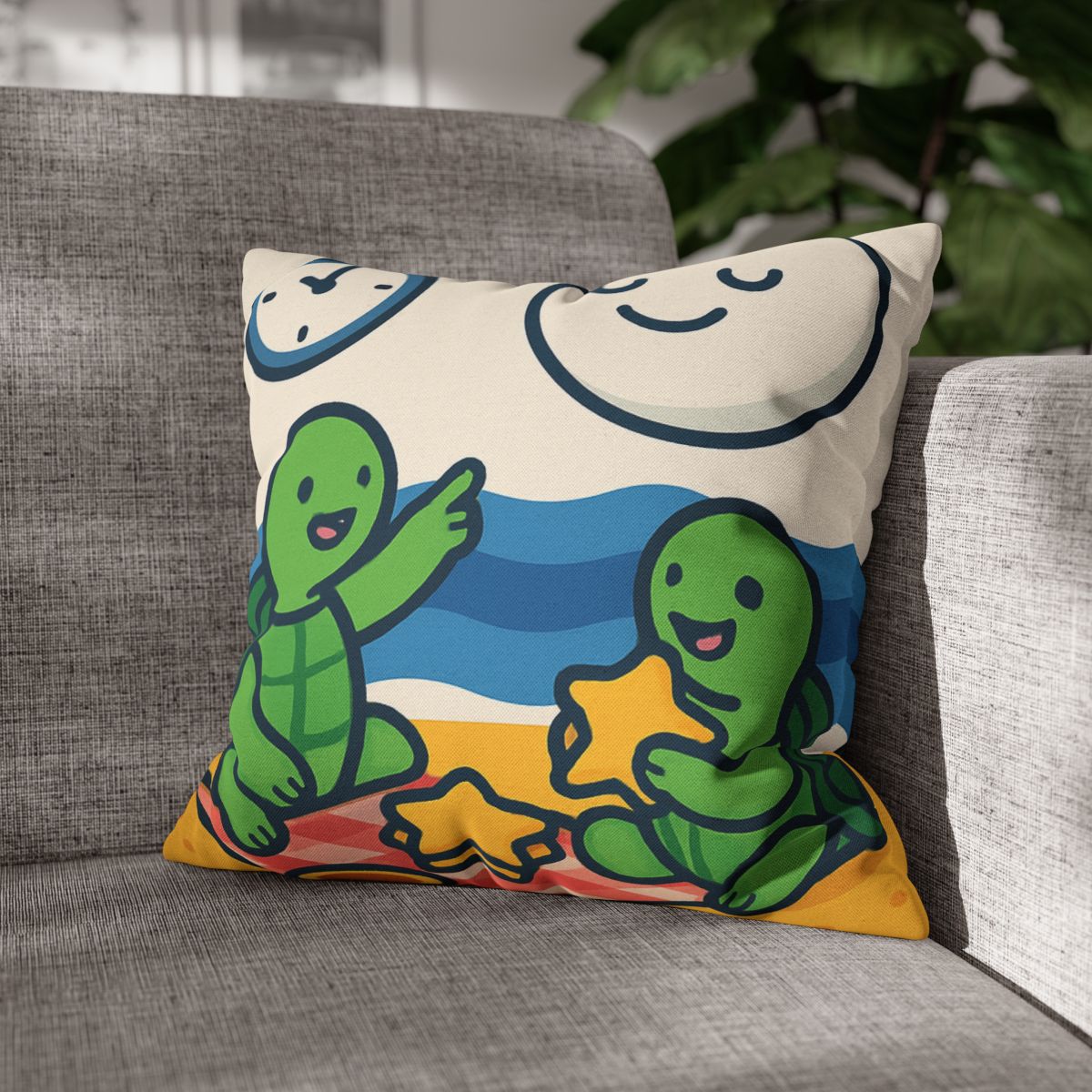 Moon Turtles Tide Time Picnic personalized pillow covers