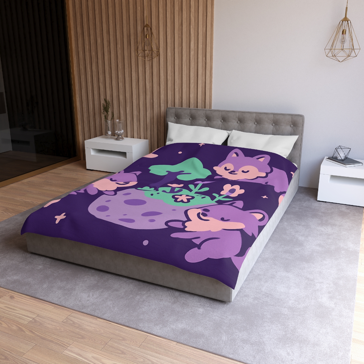 Galaxy Garden Of Floating Foxes designer printed duvets