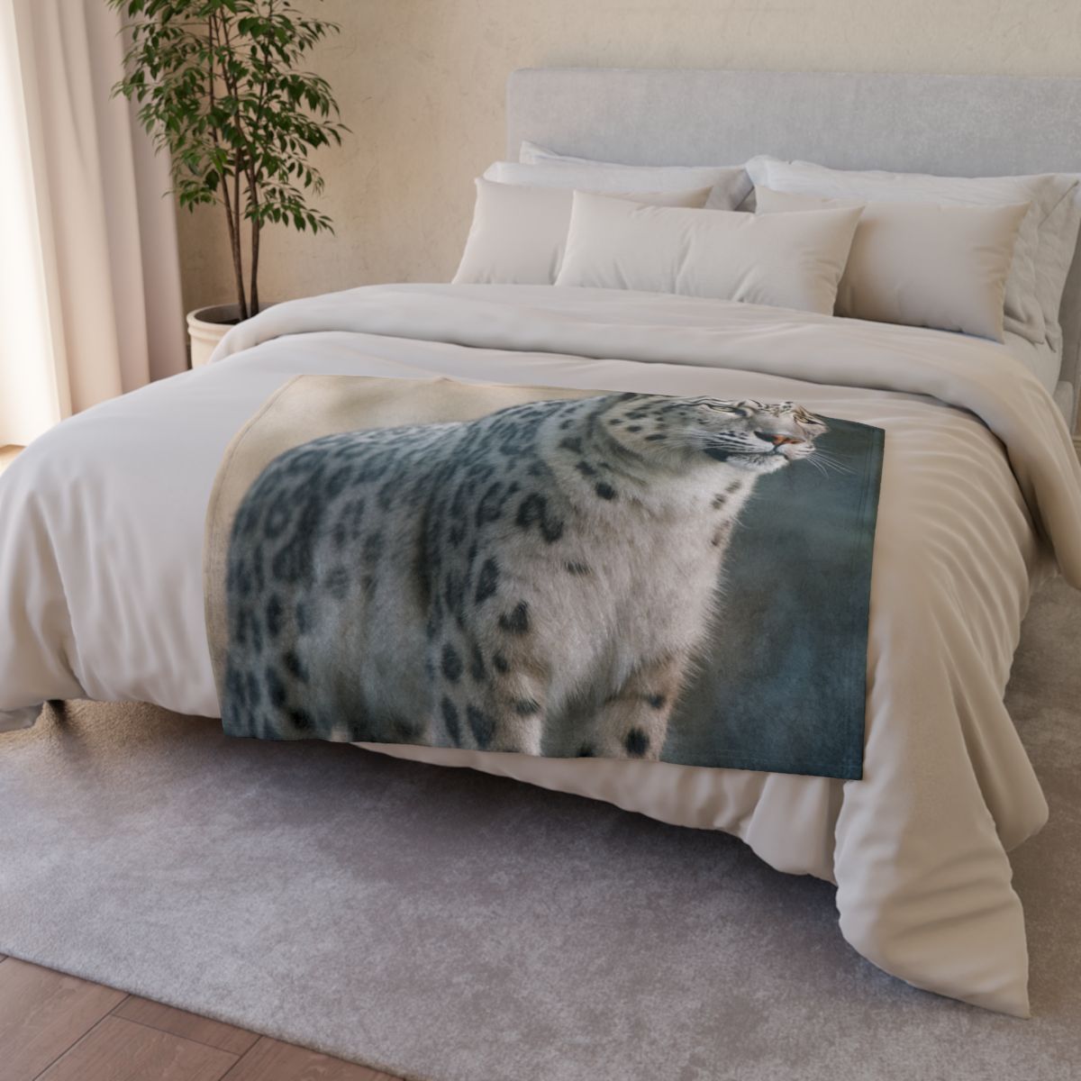 Mist Veil Snow Leopard trendy patterned blankets