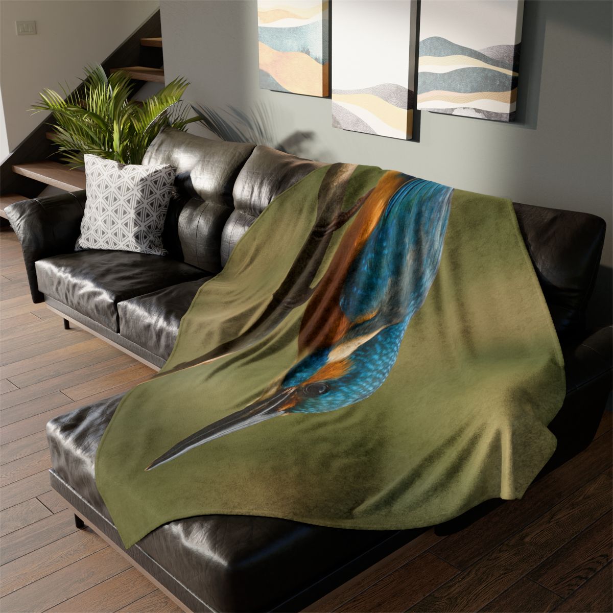 Kingfisher Sapphire Dive soft fleece blankets