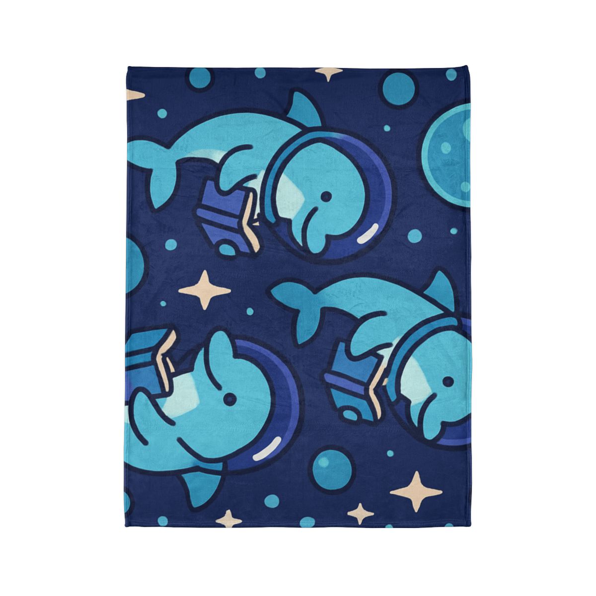 Space School Of Curious Dolphins soft fleece blankets