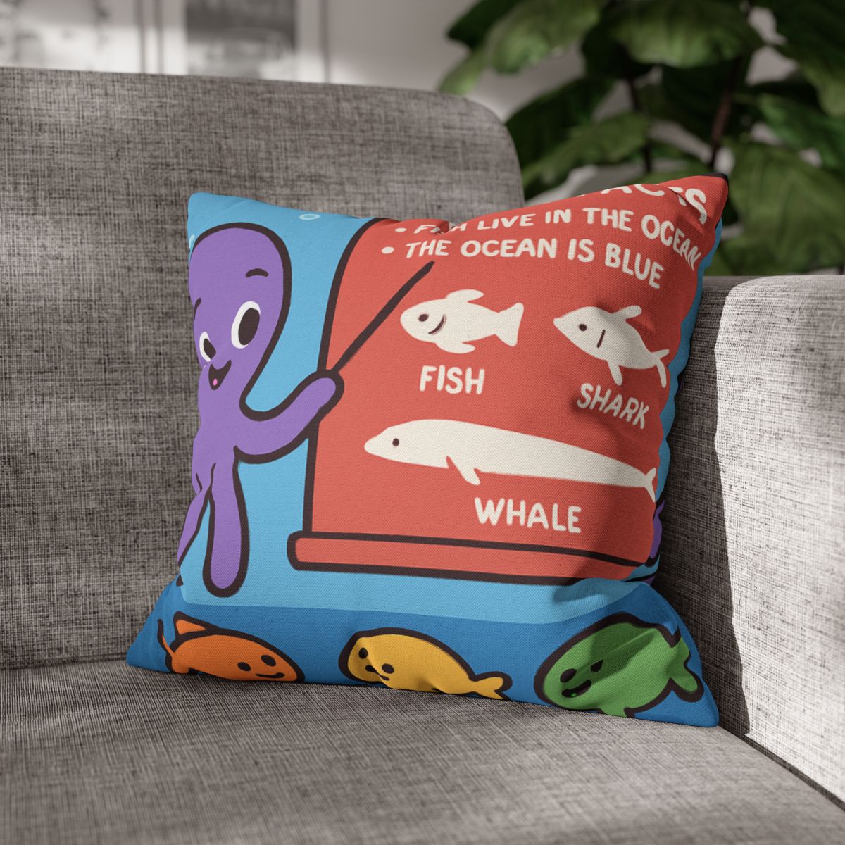 Coral Classroom With Professor Octopus soft cotton pillow cases