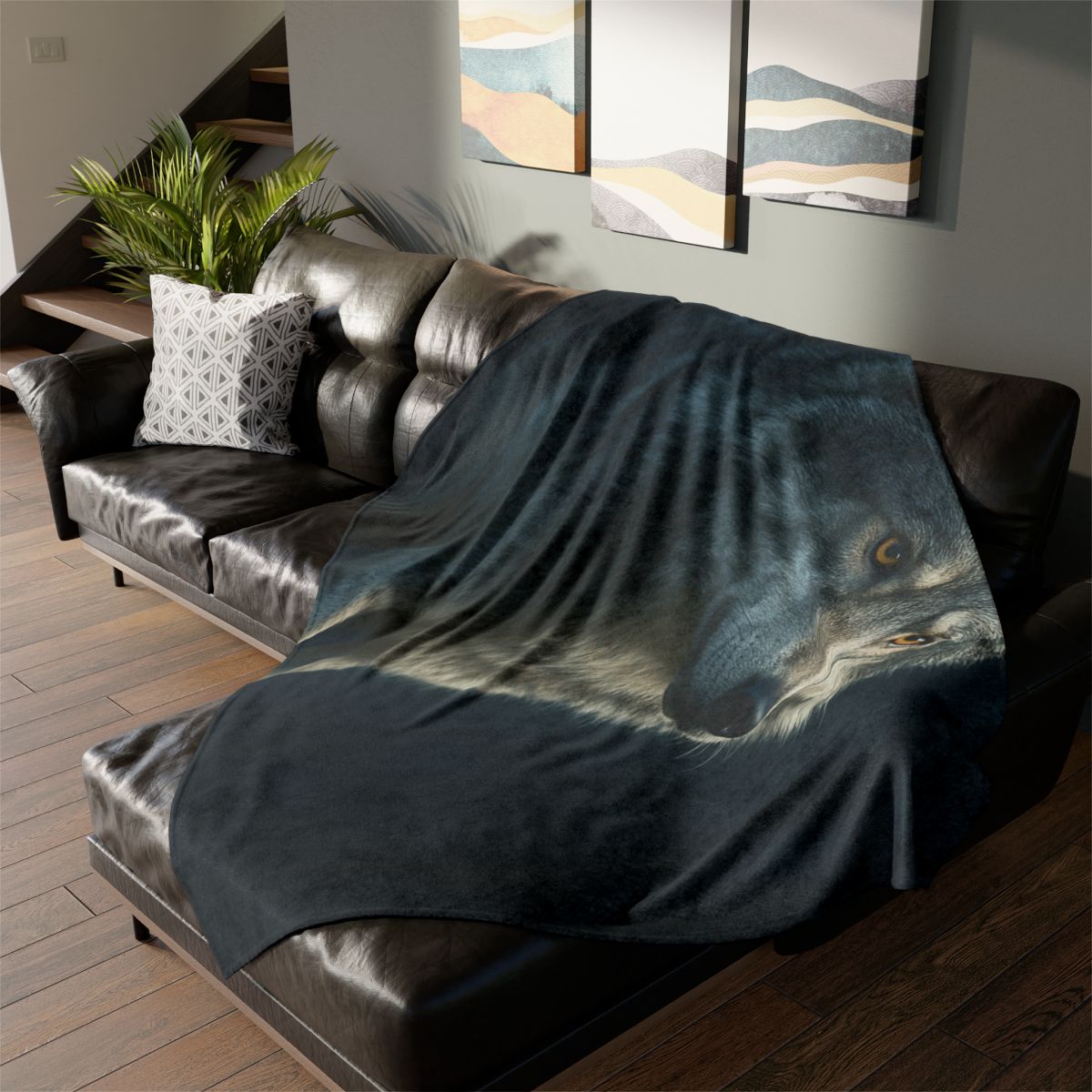 Moonlit Pause Gray Wolf personalized cozy blankets