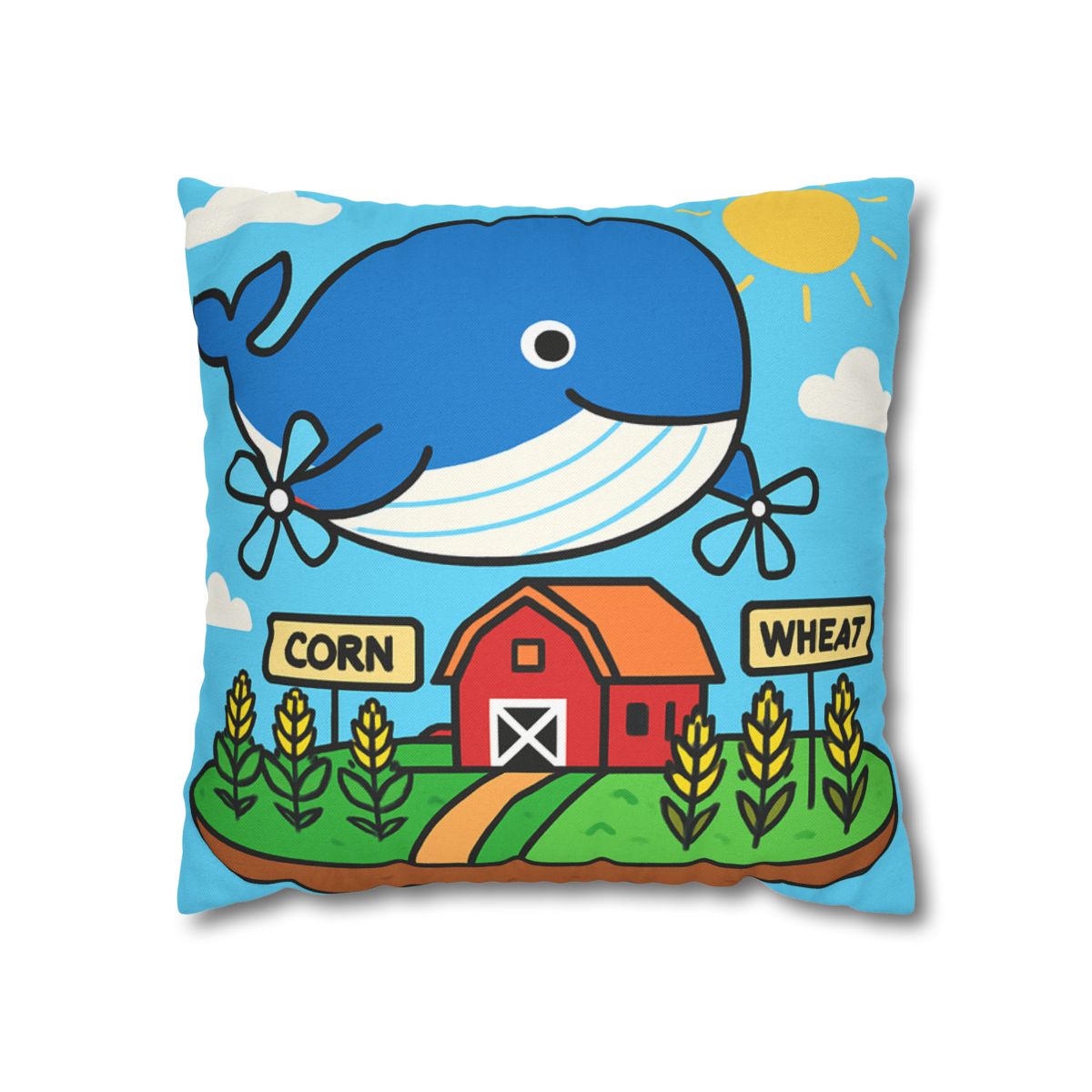 Windmill Whale Above The Floating Farm trendy patterned pillow cases