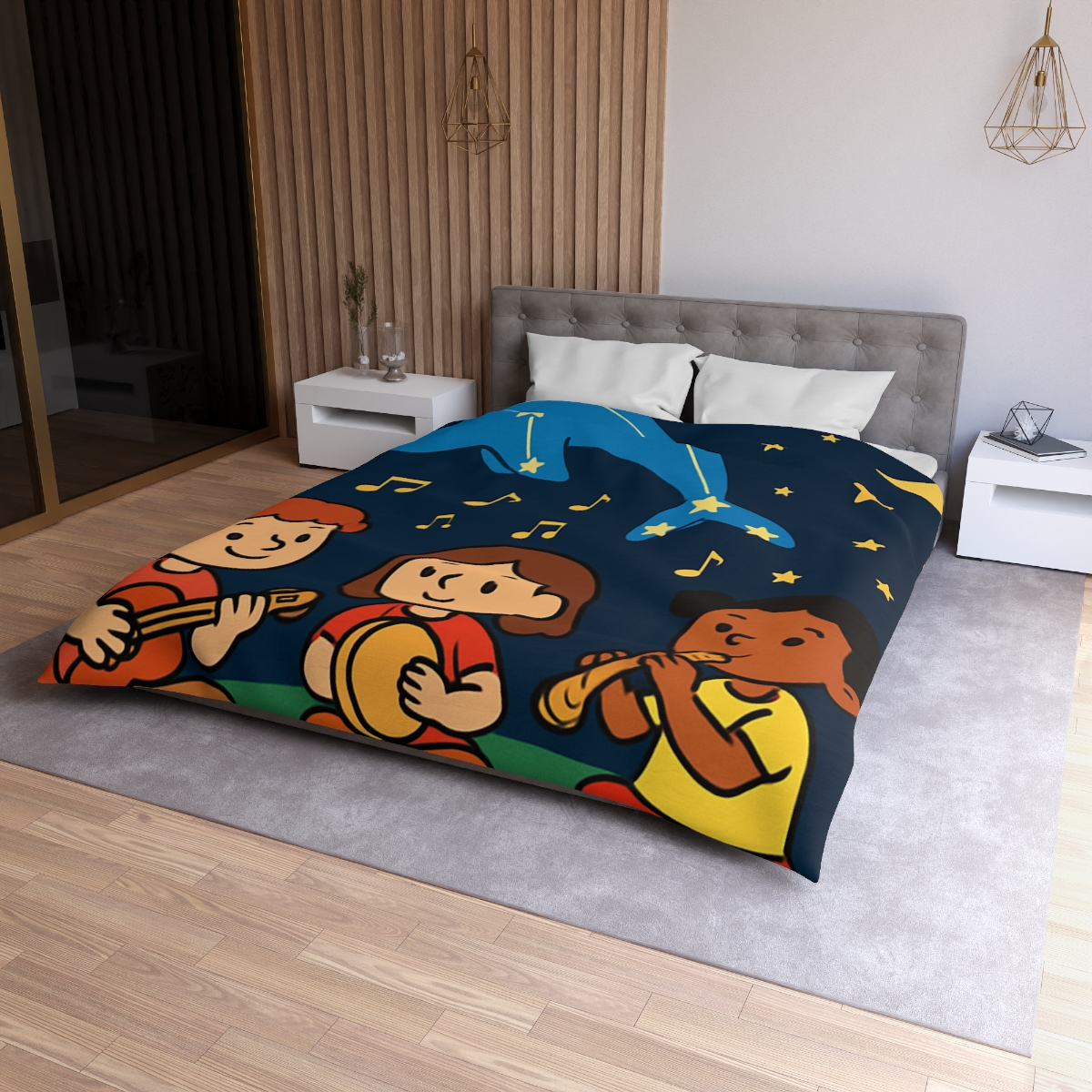 Starlight Orchestra Of The Dolphin Constellation unique patterned duvets