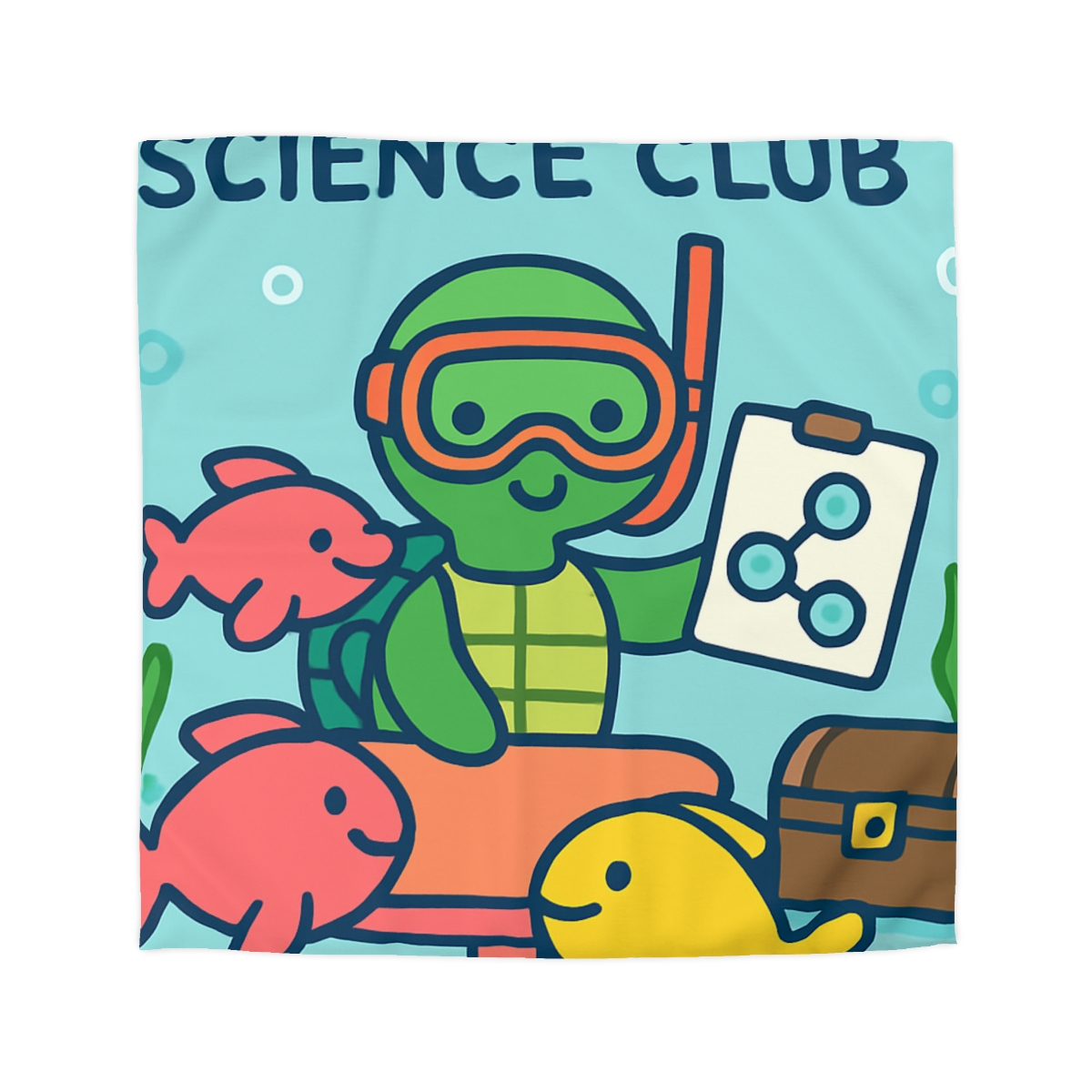 Coral Reef Science Club Turtle personalized bedding duvets