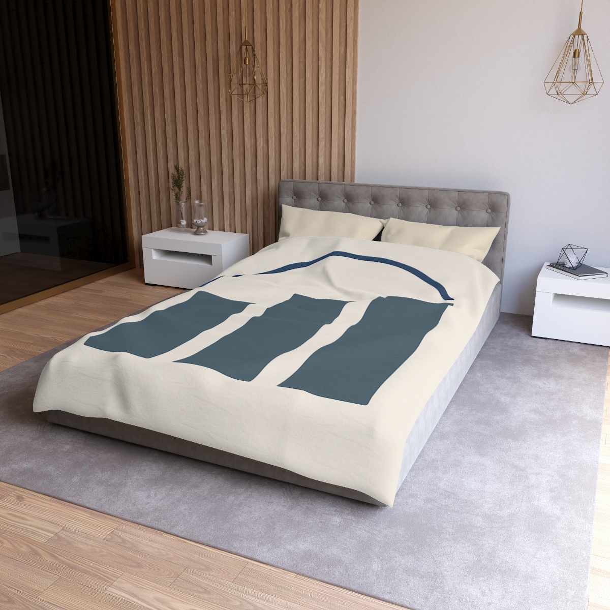 Three Bars With Hanging Arc designer printed duvets