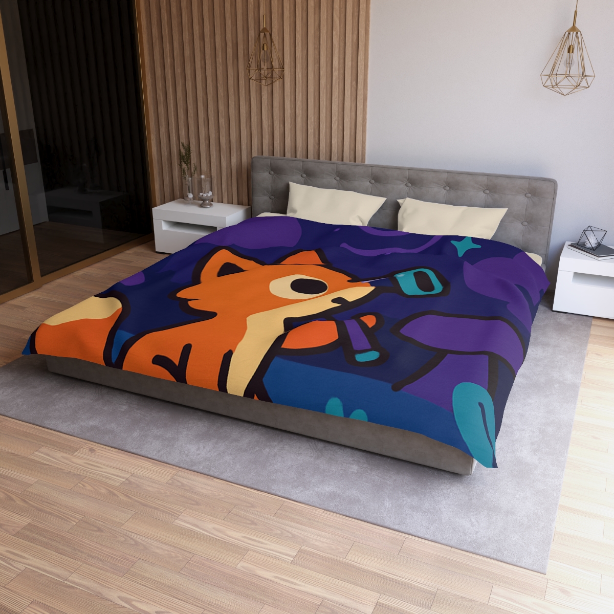 Nebula Forest Fox designer printed duvets