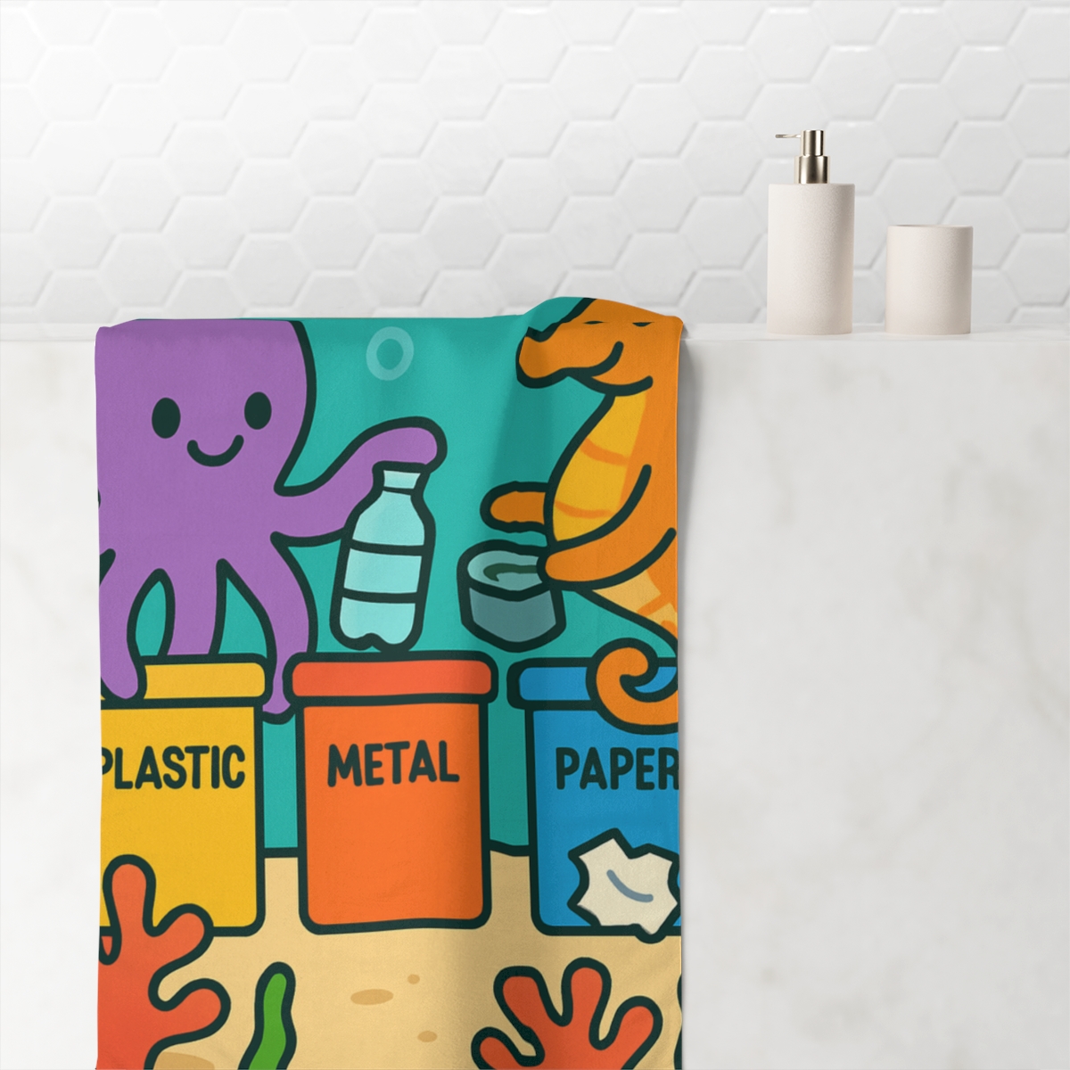 Coral Reef Recycling Squad unique gift towels