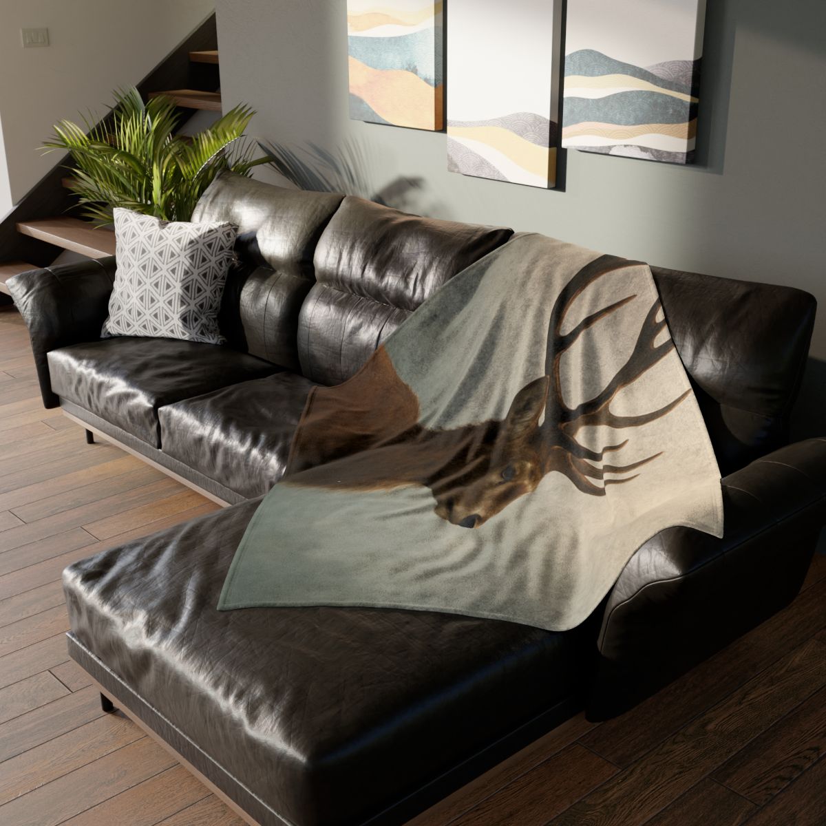 Morning Mist Red Deer Stag stylish throw blankets