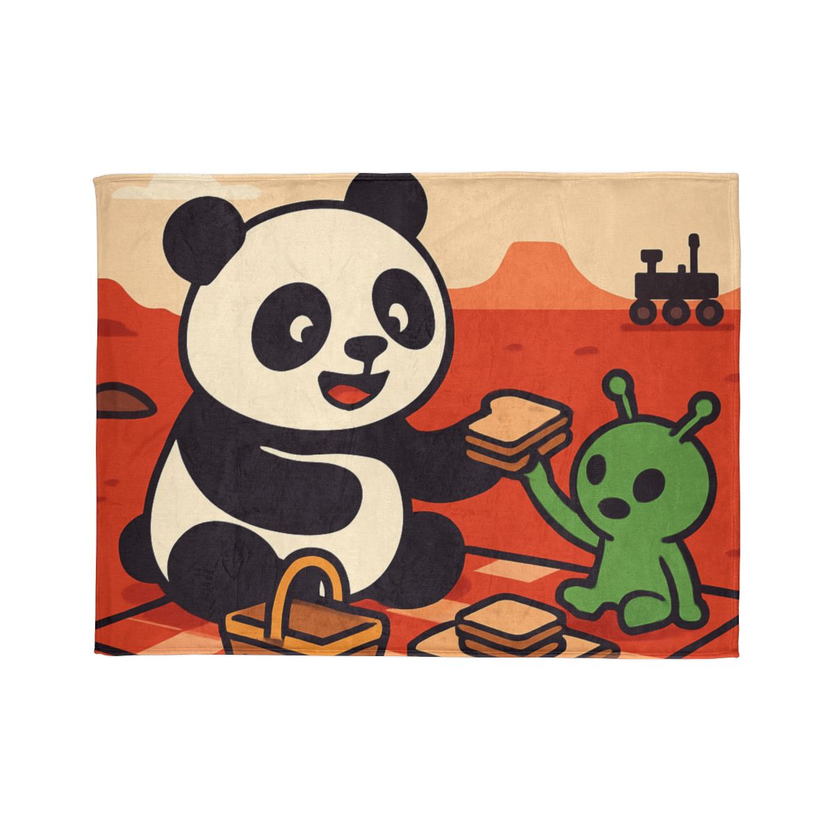 Martian Panda Picnic personalized cozy blankets