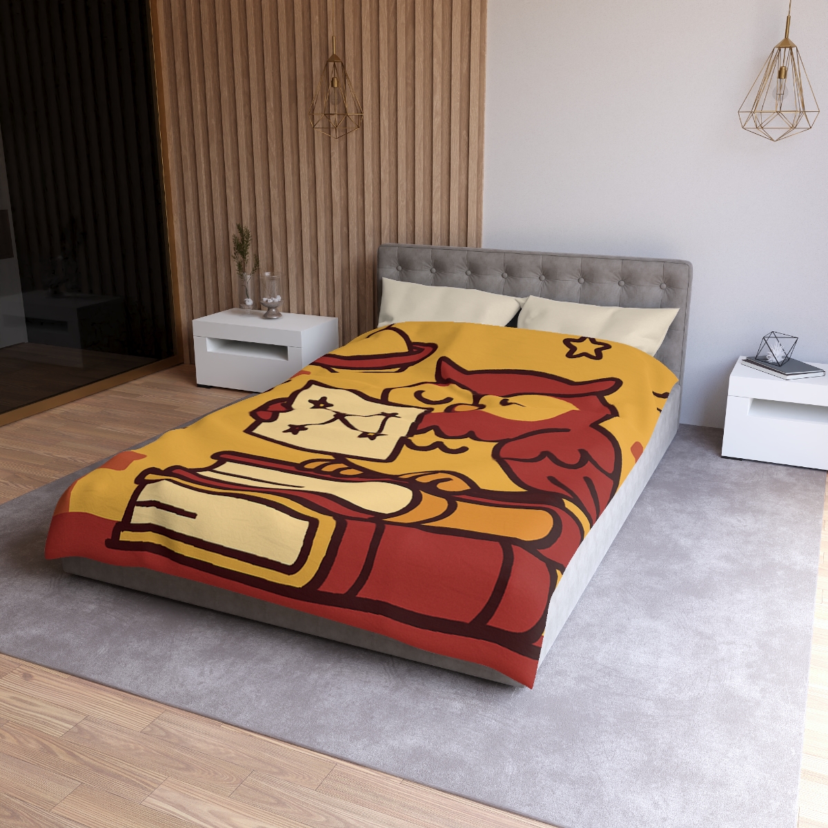 Cosmic Owl Library custom duvets