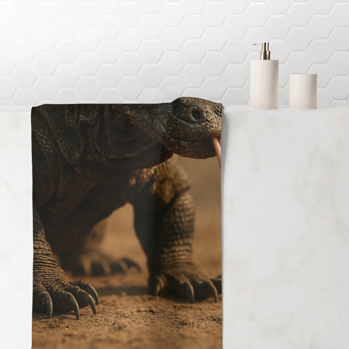 Ancient Komodo Dragon Sentinel soft cotton towels