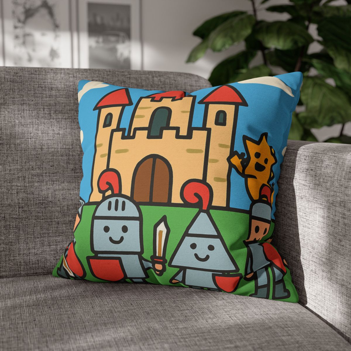 Castle Of Shape Knights designer print pillow cases