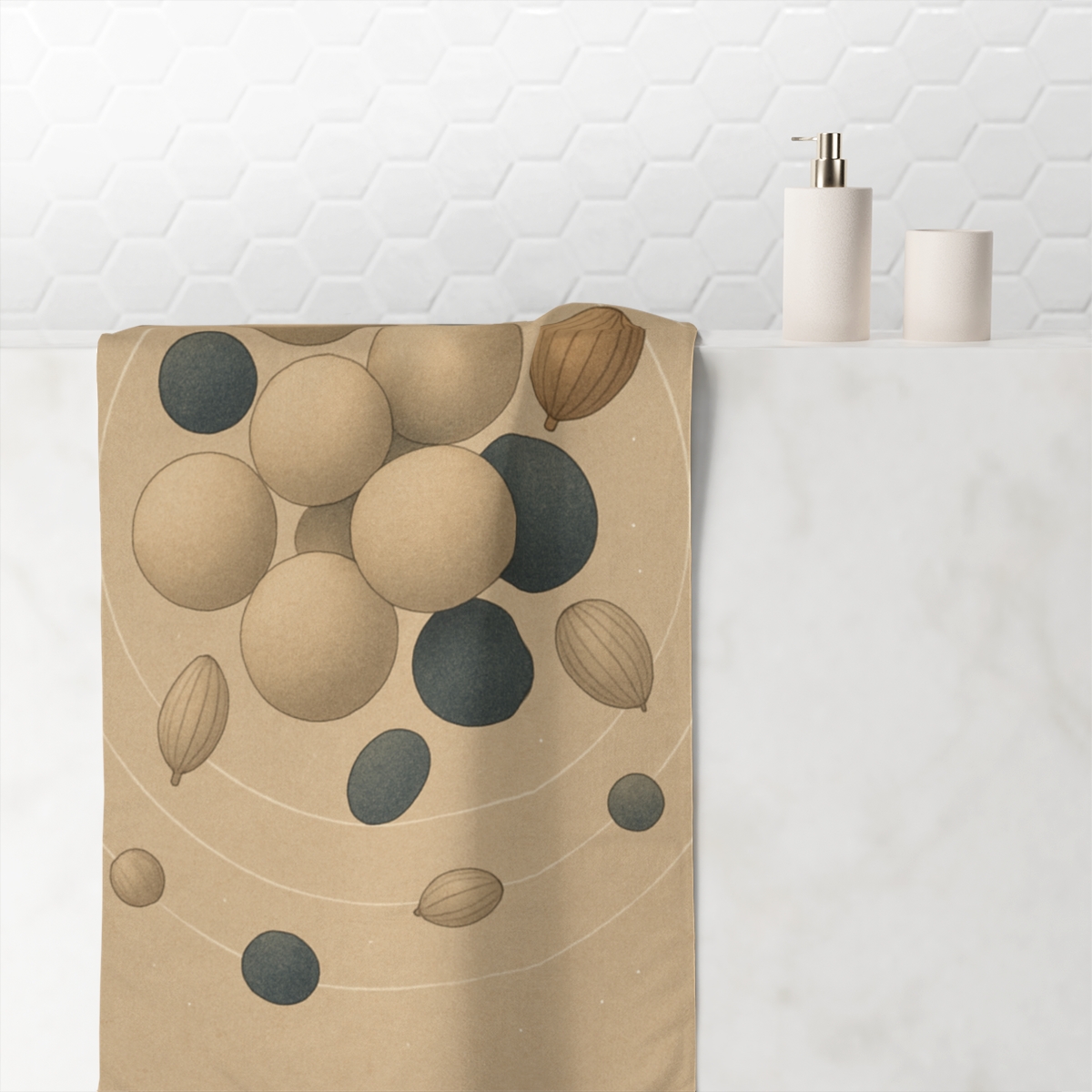 Seed Pod Orbit Cluster trendy hand towels