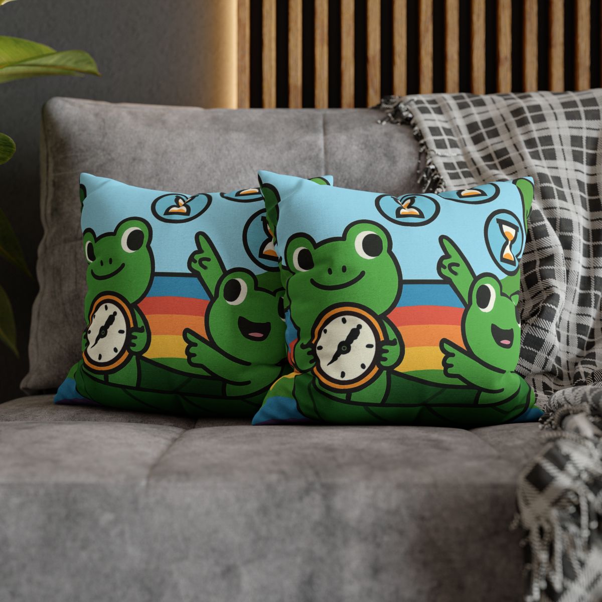 Rainbow River Time Travel Frogs custom pillow cases