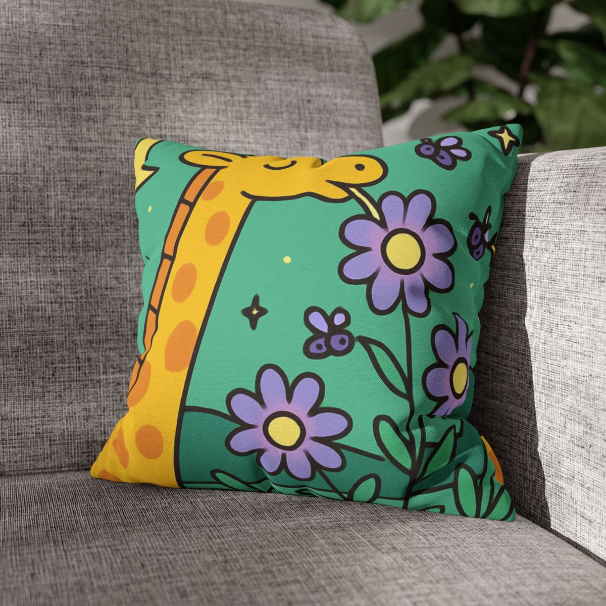 Galactic Garden Giraffe designer print pillow cases