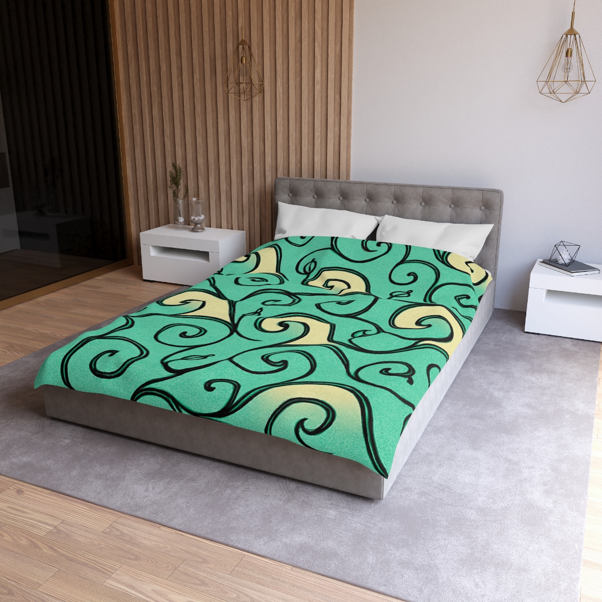 Vine Curl Wave Matrix designer printed duvets