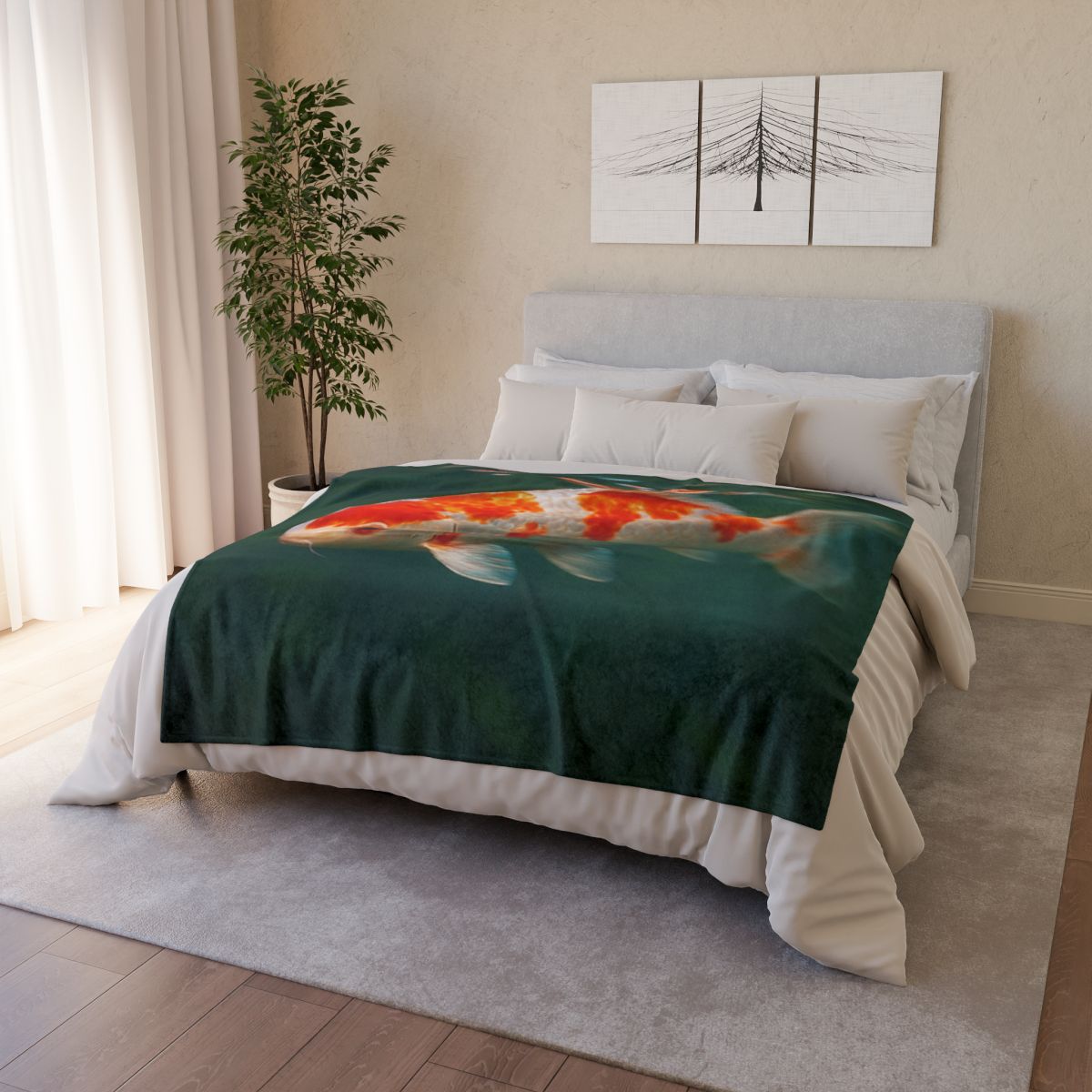 Crystal Current Koi Fish soft fleece blankets